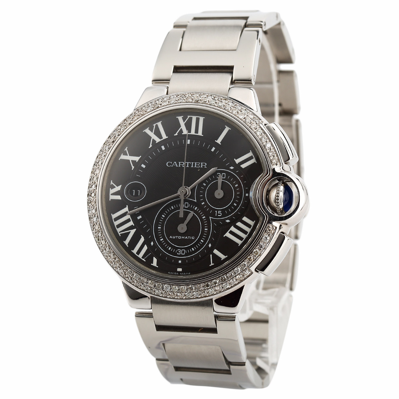 [9.5新]卡地亚-蓝气球-自动机械-后镶钻精钢-男表