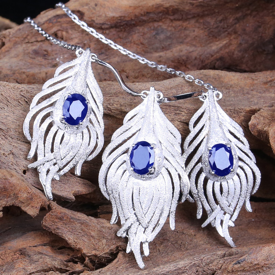 【ngstc】4.25ct蓝宝石18k金镶嵌钻石凤凰轻羽复古项链一眸三生