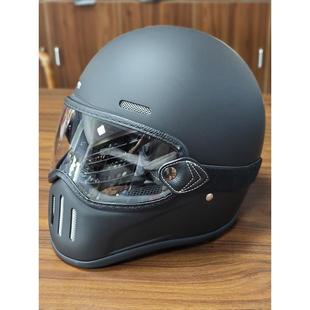 美式复古全盔摩托车男女机车巡航头盔碳纤维全覆式踏板小盔体冬季