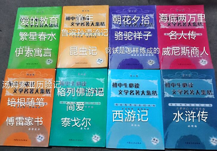 《初中生必读文学名著大集结》全套八本转八成新书内页面接近