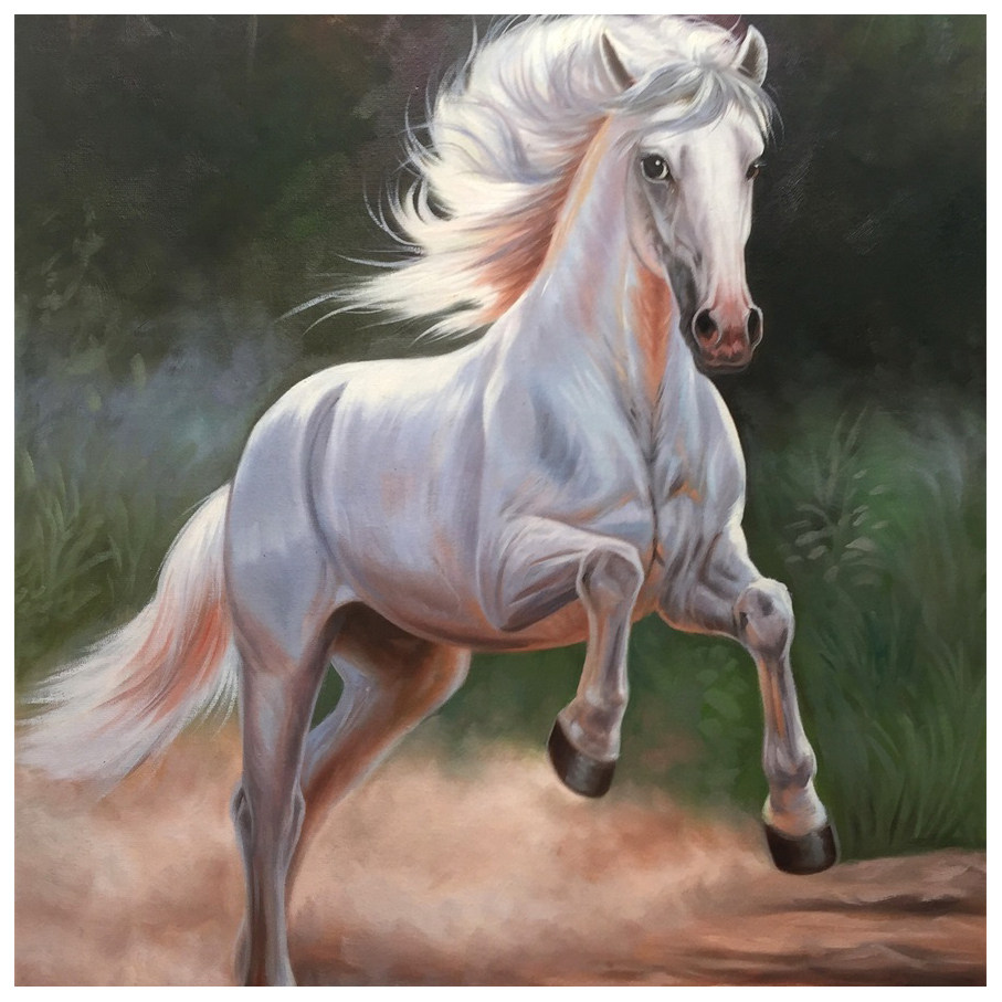 郑武贤《一马当先》布面油画