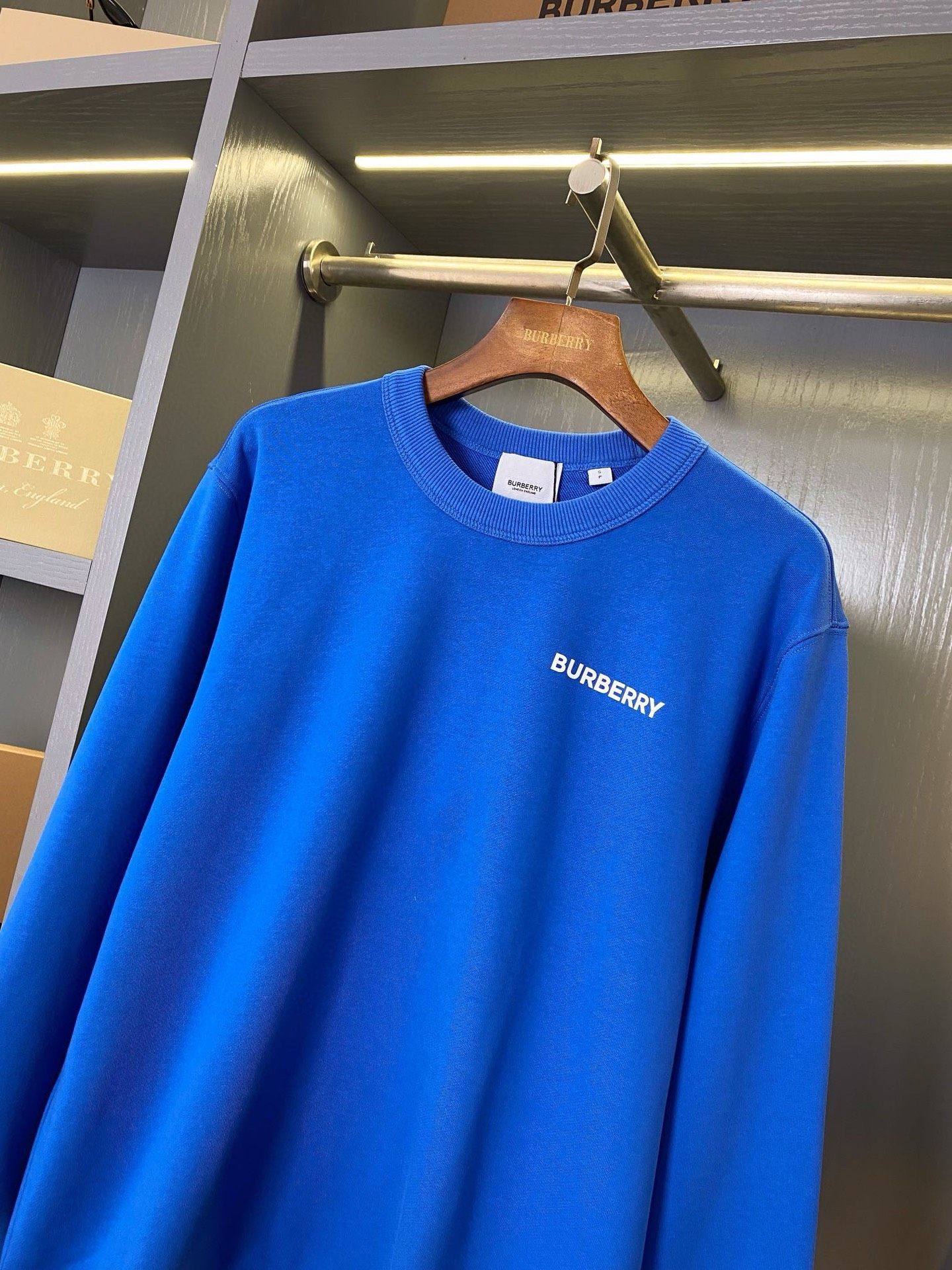 Burberry Burberryアイスクリームプリントコットンスポーツクルーネックパーカーブルー