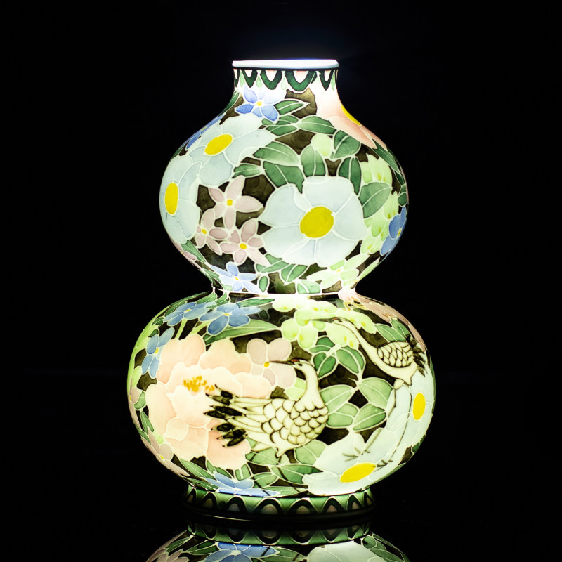 官窑福禄送礼 系70年代旧藏绝迹洪江大球泥纯手绘葫芦花瓶摆件