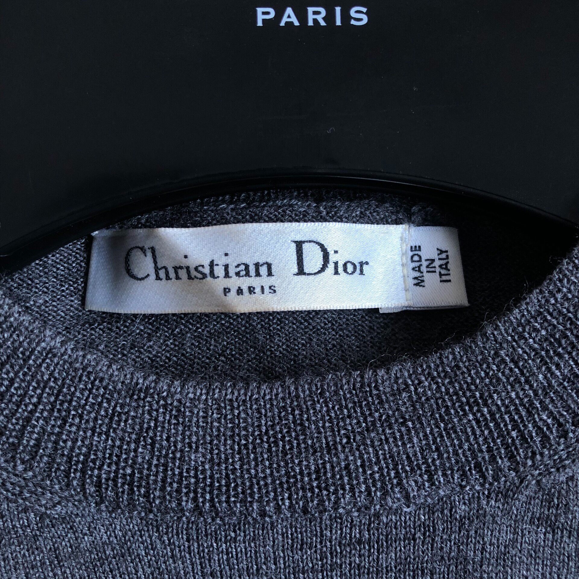 Dior Gray Sequined Knit Sweater — label