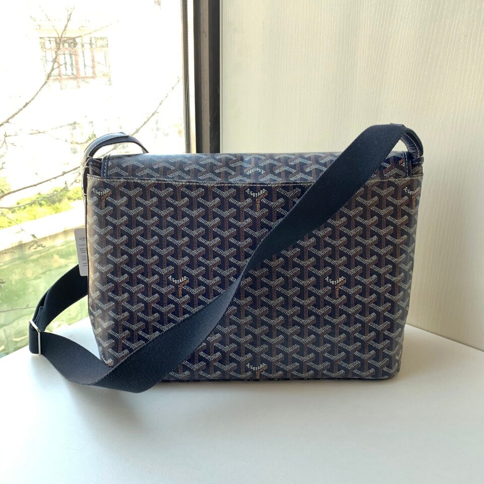 [9.9新]购于19未使用展示品goyard/戈雅蓝帆布y字形男单肩斜挎包