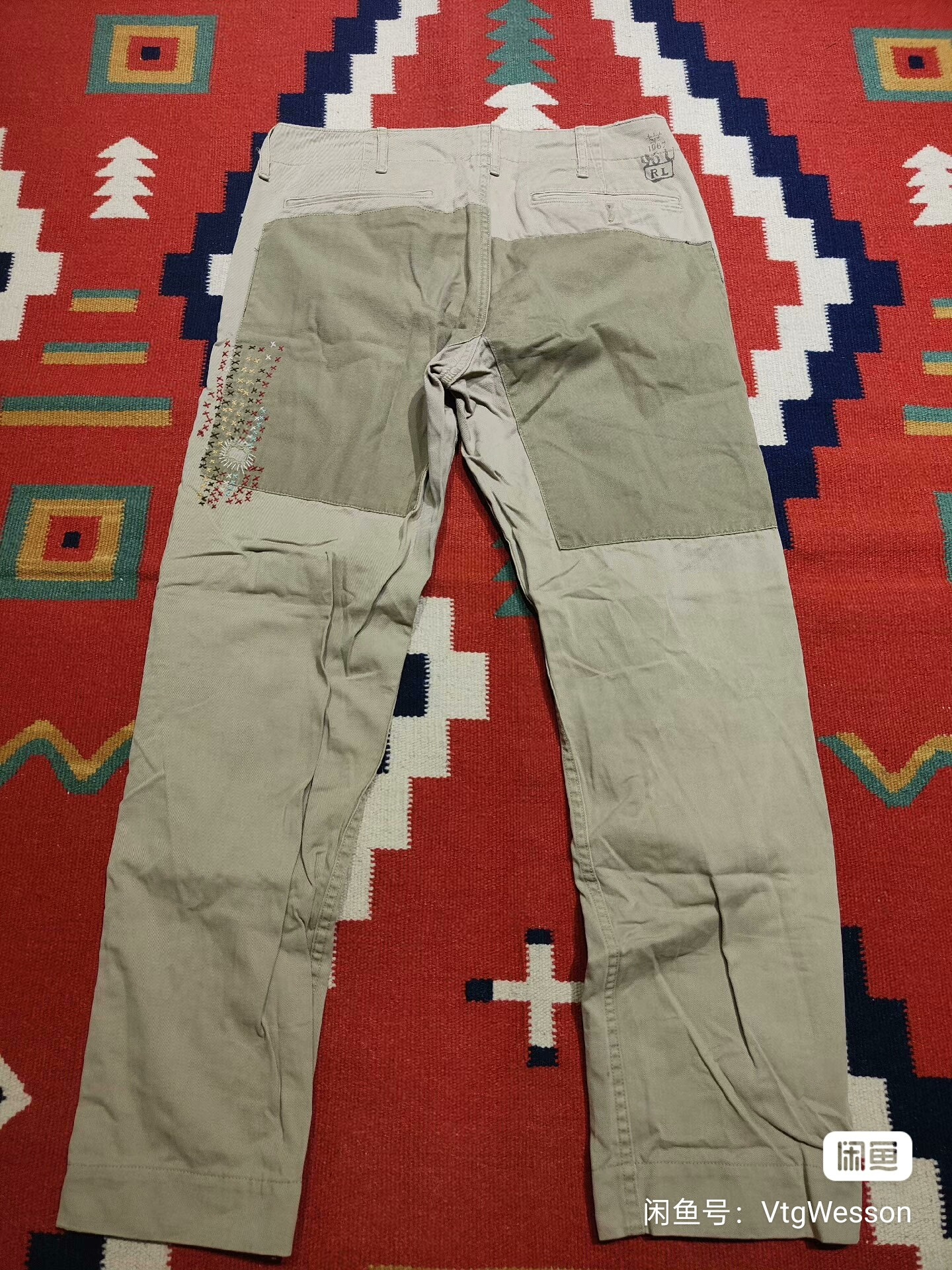 Ralph Lauren Khaki Knee Patch Chino Pants — back