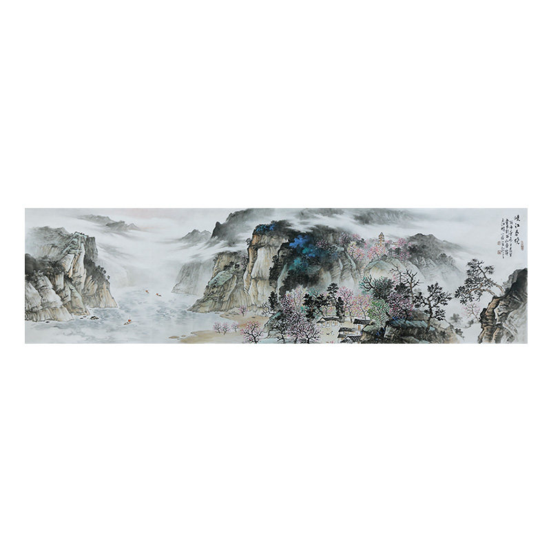 巨幅2.4米 莫春生《峡江春晓》国画山水画客厅办公室收藏拍卖1089