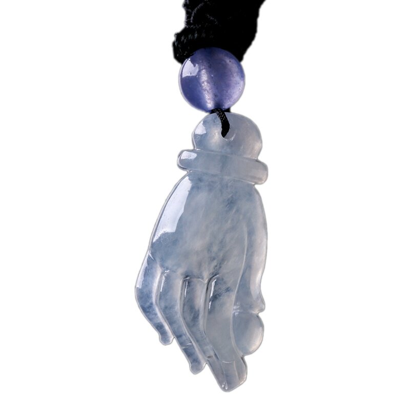 h拍卖高档精品缅甸a货翡翠冰种翡翠水润观音佛手吊坠2.30g