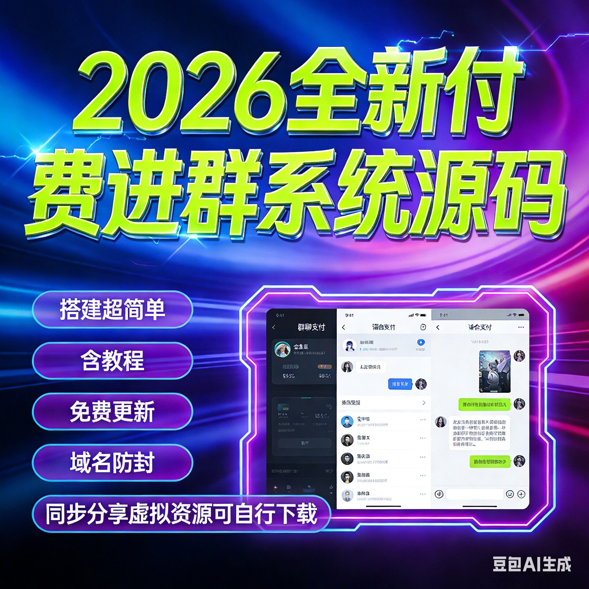 2026全新付费进群系统源码【全开源】包搭建+服务器域名！
