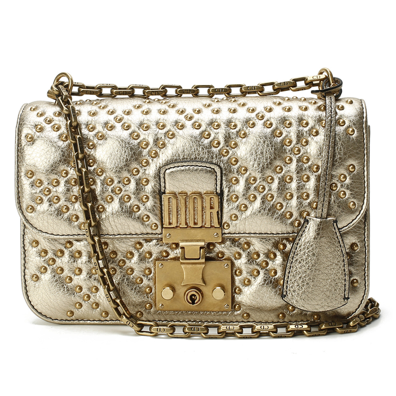 [9.9新]迪奥dior女士金色dioraddict翻盖铆钉包p148607680