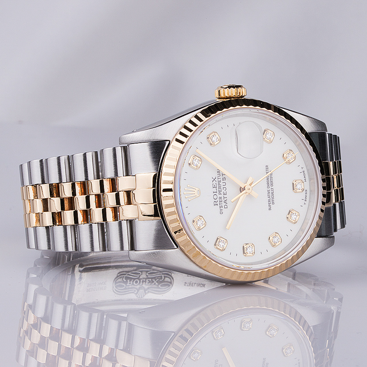 【1元起拍】(9新)劳力士 日志型 18k黄金 精钢 自动机械男表