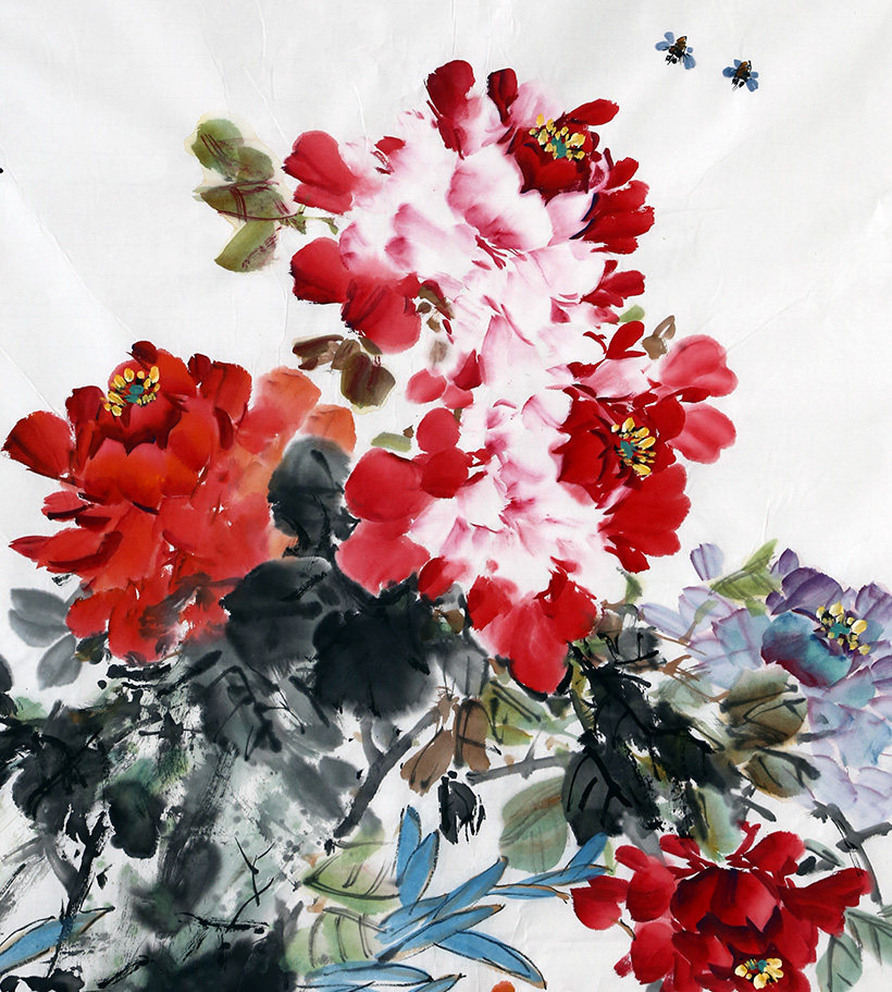 新品拍下8折 中美协 王辉《满堂富贵》国画客厅花鸟画牡丹8345