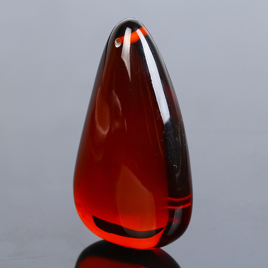 【3a全净酒红色】12.44克天然琥珀透亮波罗的海血珀水滴吊坠挂件