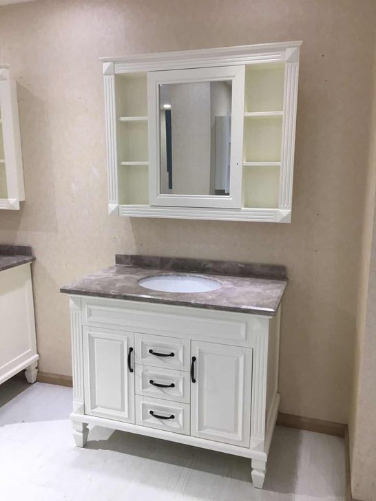 美式橡木浴室柜洗漱台洗面脸手盆柜组合镜箱天然大理石台下盆