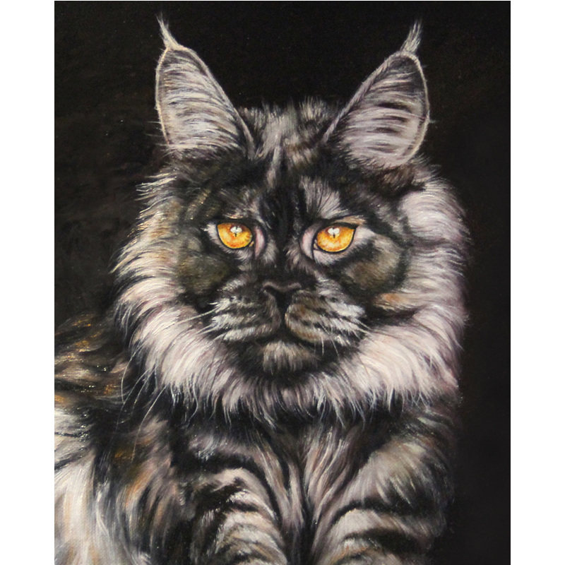 刘方植精品动物油画《缅因猫》大师作品 卧室客厅走廊挂画 6637