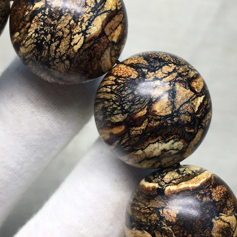 【沉香虎斑纹老料佛珠手串】实木文玩 把玩手链 木质念珠抢拍盘它