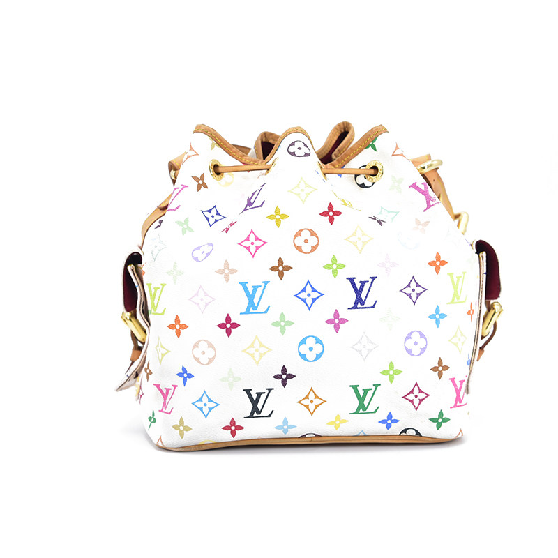 [9.0新][中检]路易威登lv 村上隆系列白色33彩水桶包单肩手提包