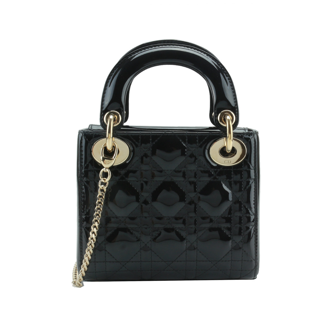 [9.8新]陈列品迪奥dior lady dior漆皮黑金戴妃包a91103010