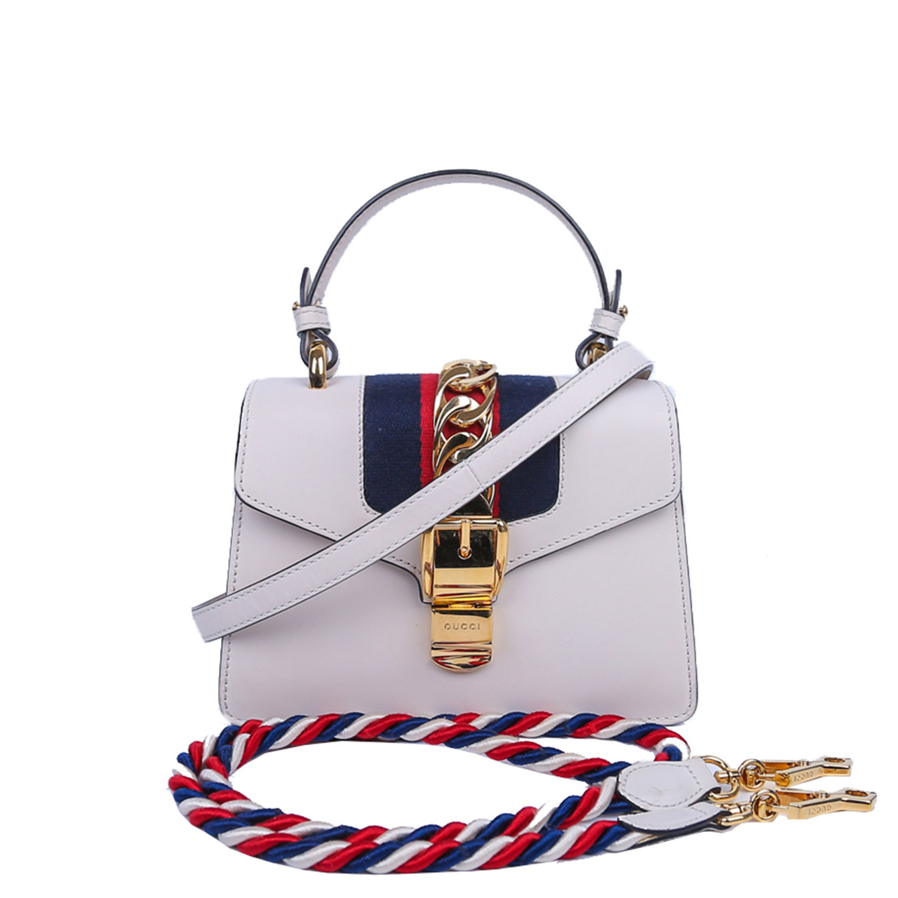 [9.5新]古驰gucci女士白色sylvie手提单肩斜挎包aab2011118