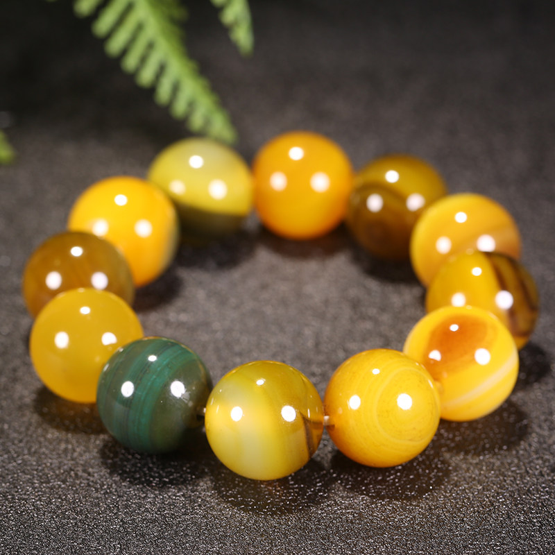 天然多色玛瑙 大颗粒手链 【财源滚滚】129.77克