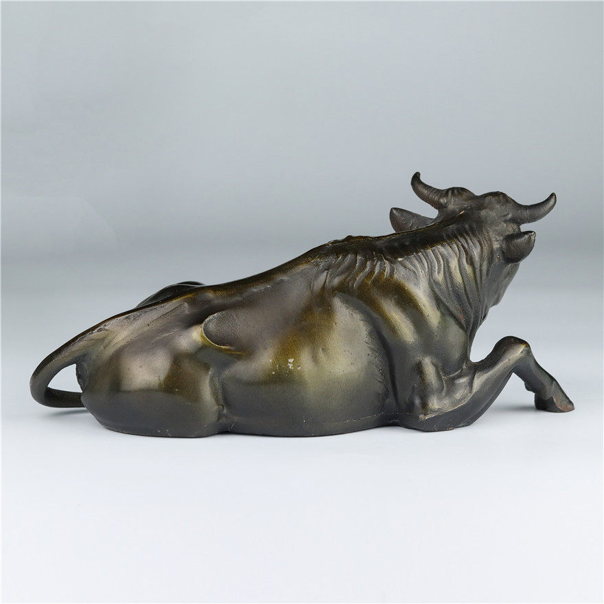 【鬼市】日本和云作 老铁制 卧牛造型 雕塑置物