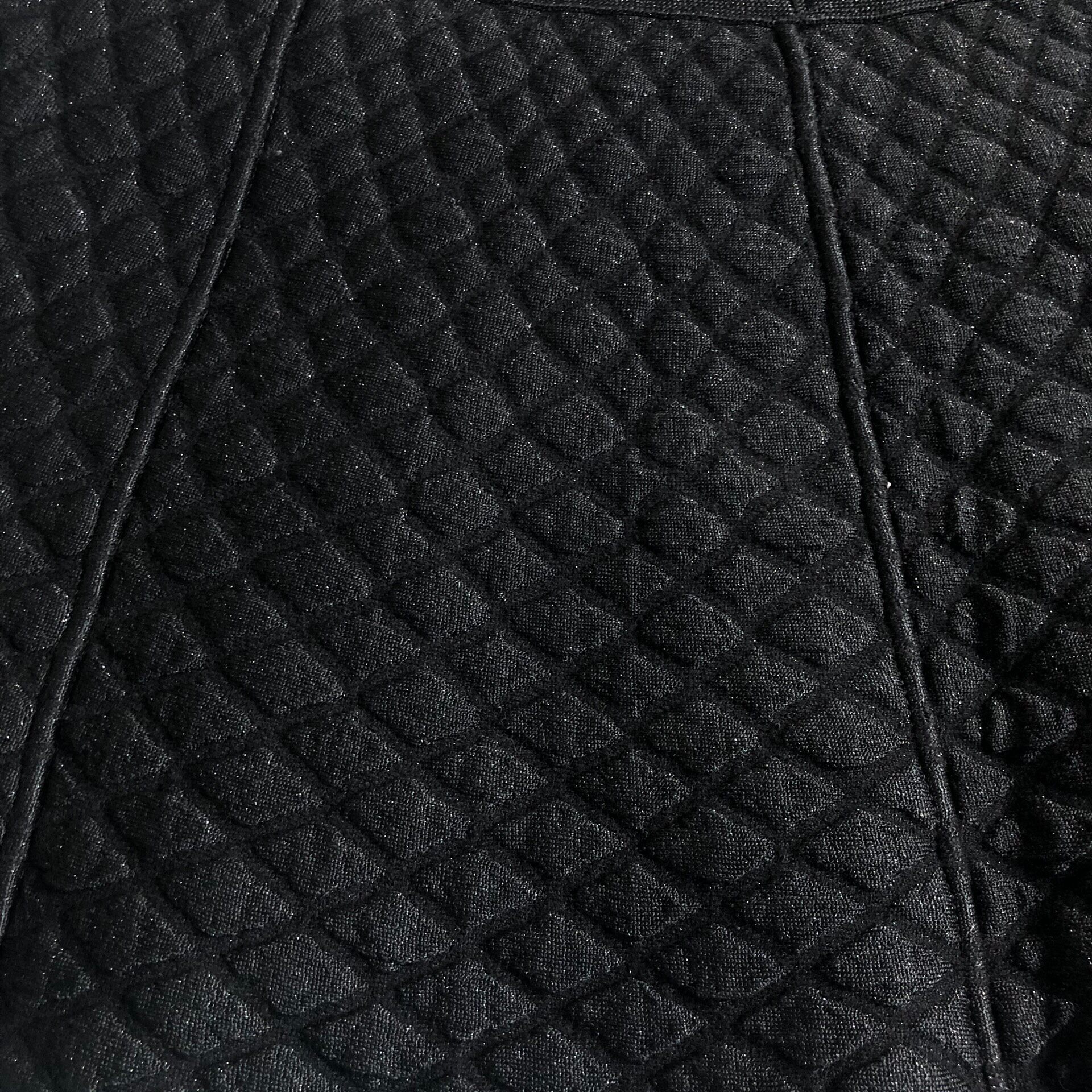 Chanel Black Quilted Sparkle Skirt — front