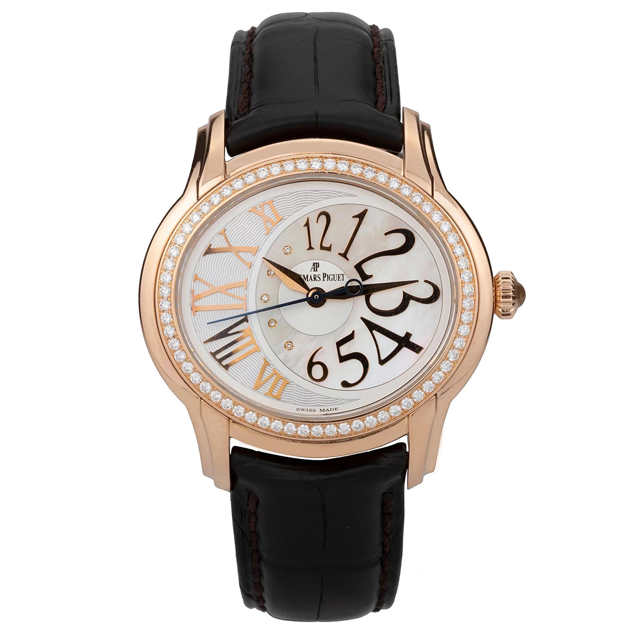 [9.8新]爱彼千禧77301or.zz.d015cr.01自动机械女表18k玫瑰金镶钻