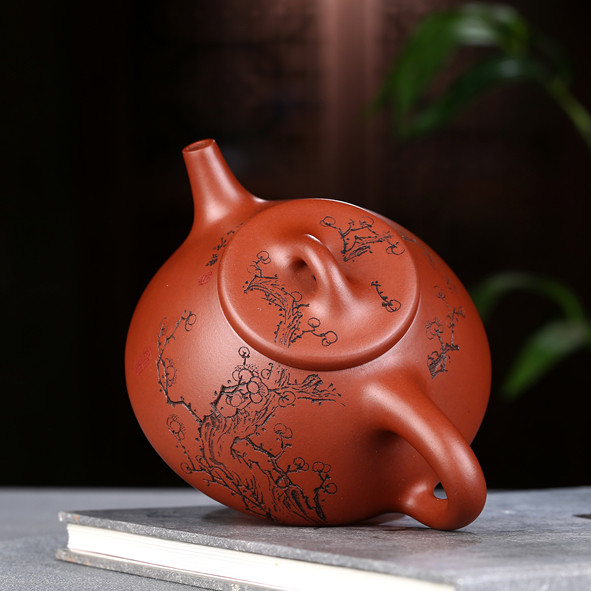 纯手工内刻心经【子治石瓢】280cc 原矿清水泥 陶刻字画栩栩如生