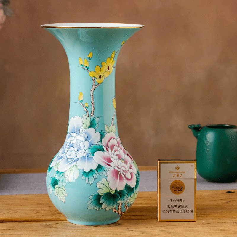 中国陶瓷艺术终身成就奖/湖南省工艺美术大师 袁述凡 花开富贵 瓶