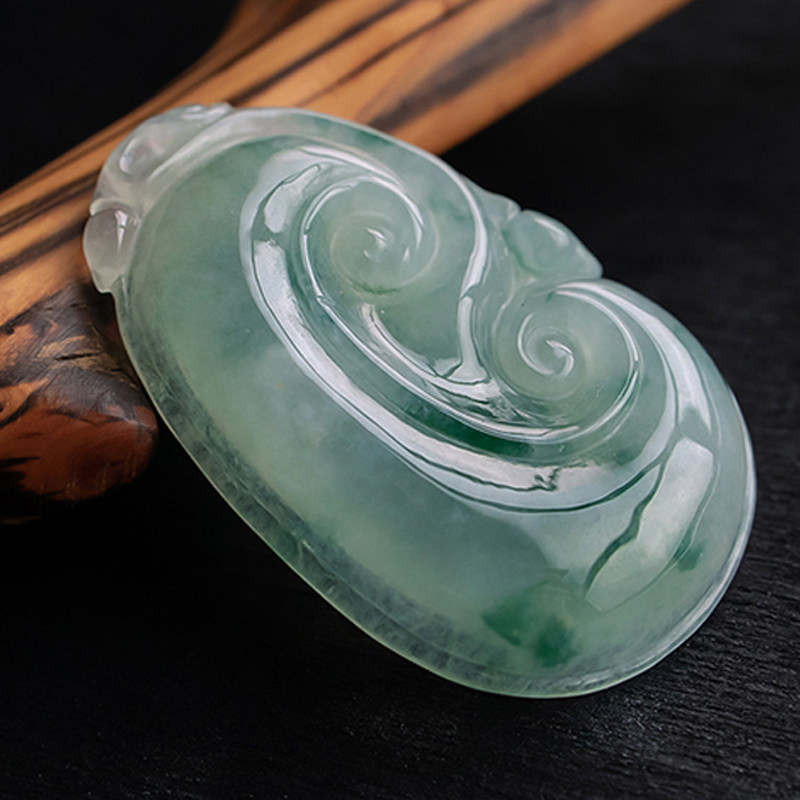 x源头翡翠拍卖a货翡翠水润飘花招财如意玉坠13.43g