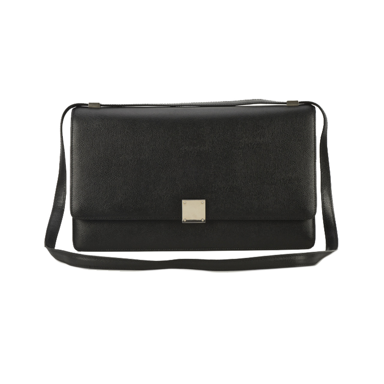 [9.0新]赛琳celine女士黑色牛皮翻盖斜挎包10016178