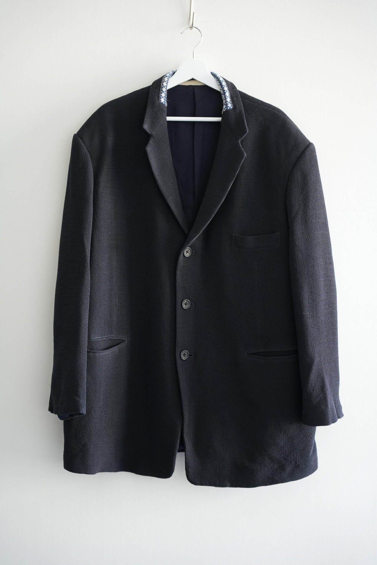 Yohji Yamamoto 95AW Blue Woven Collar Suit
