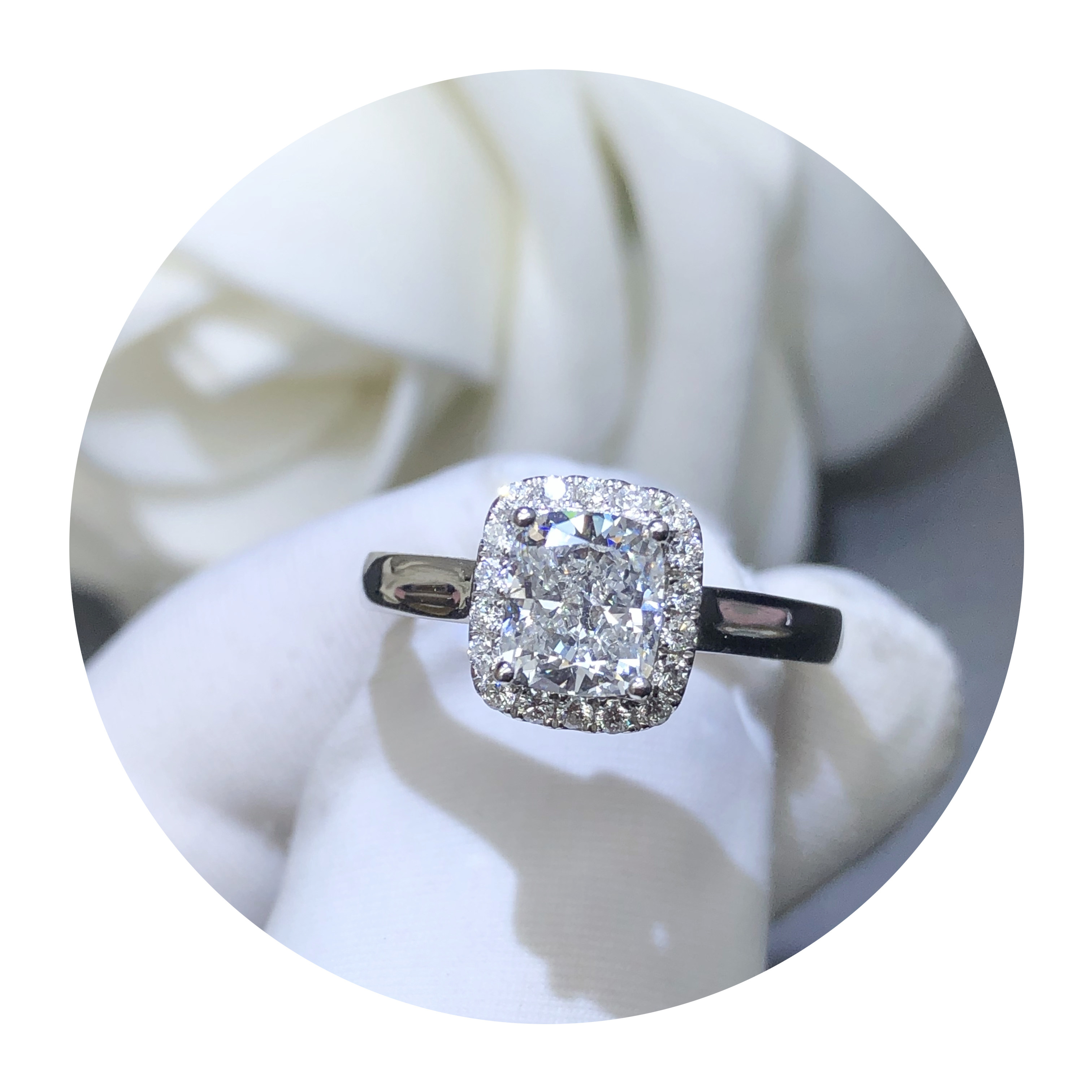 gia证书1.00克拉g色vvs1净度天然钻石垫型 赠送18k戒托周德堂