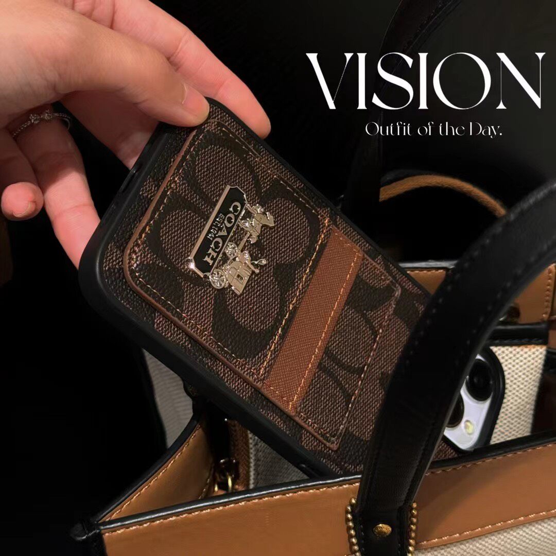 全新轻奢皮质双插卡手机壳适用于蔻驰卡包