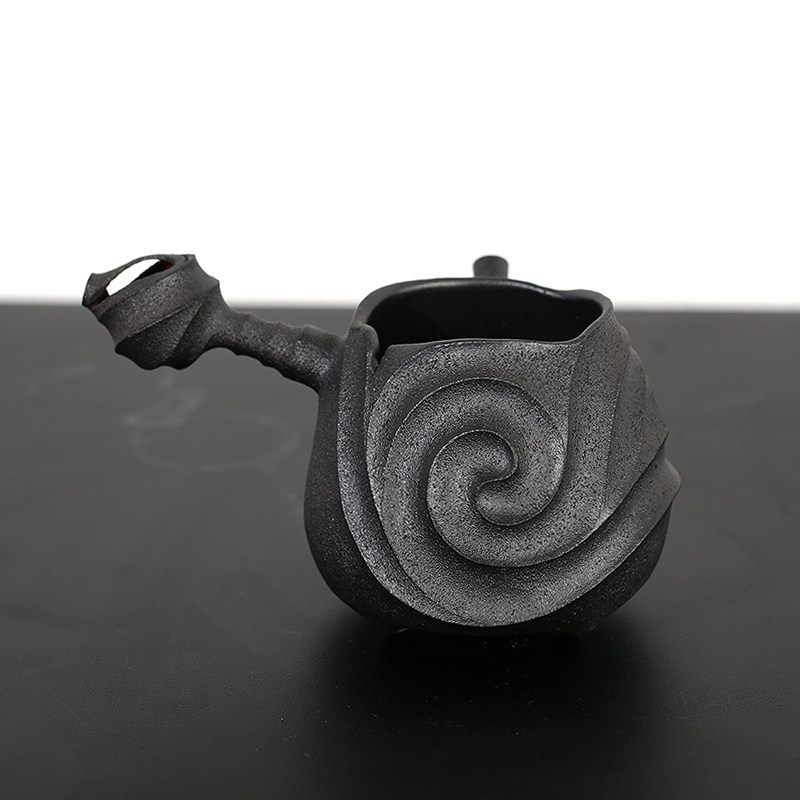 拍下9折 静迟 玄铁釉手刻公道杯 设计款金属质感越养越漂亮