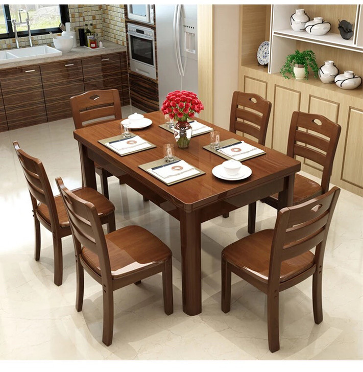 实木餐桌椅组合长方形1.2米小户型原木西餐桌简约现代饭桌家