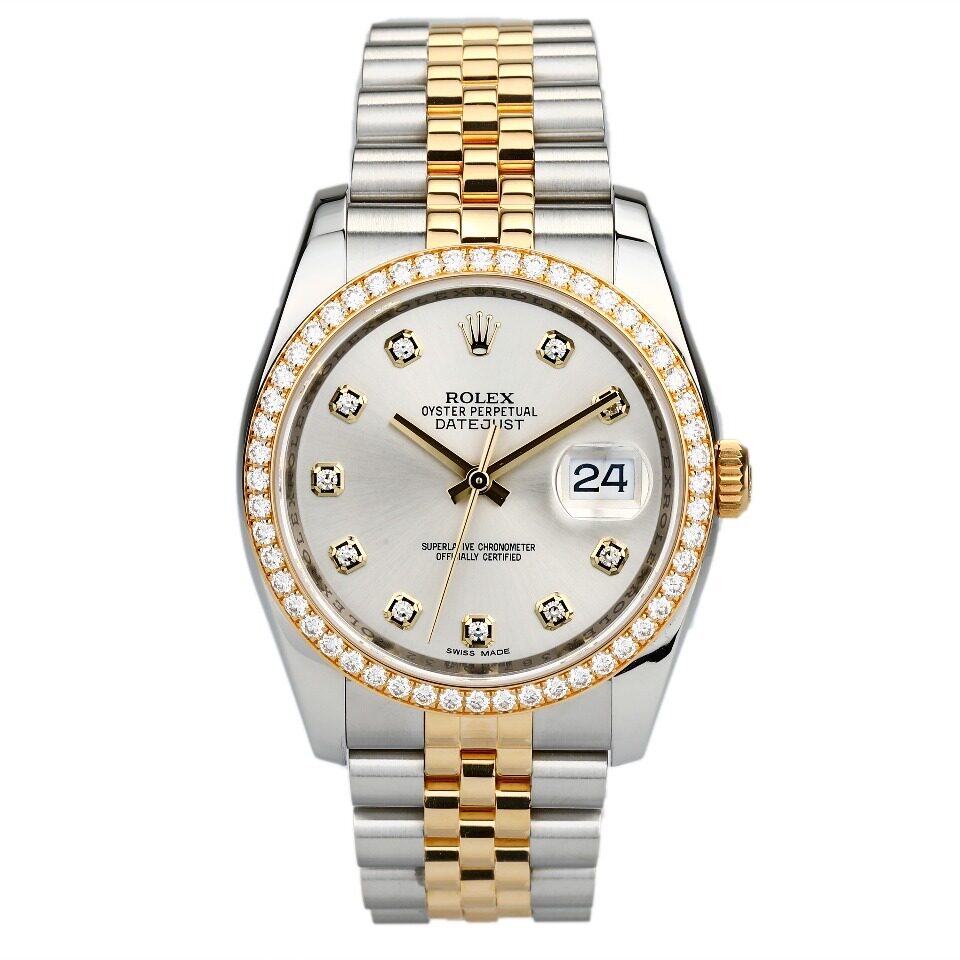 [9.8新]劳力士116243日志型黄金精钢原镶钻自动机械男表购于12年