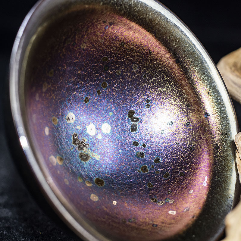 柴烧彩钻官帽盏 陈兴灿 建阳建盏 口径9.9 m58