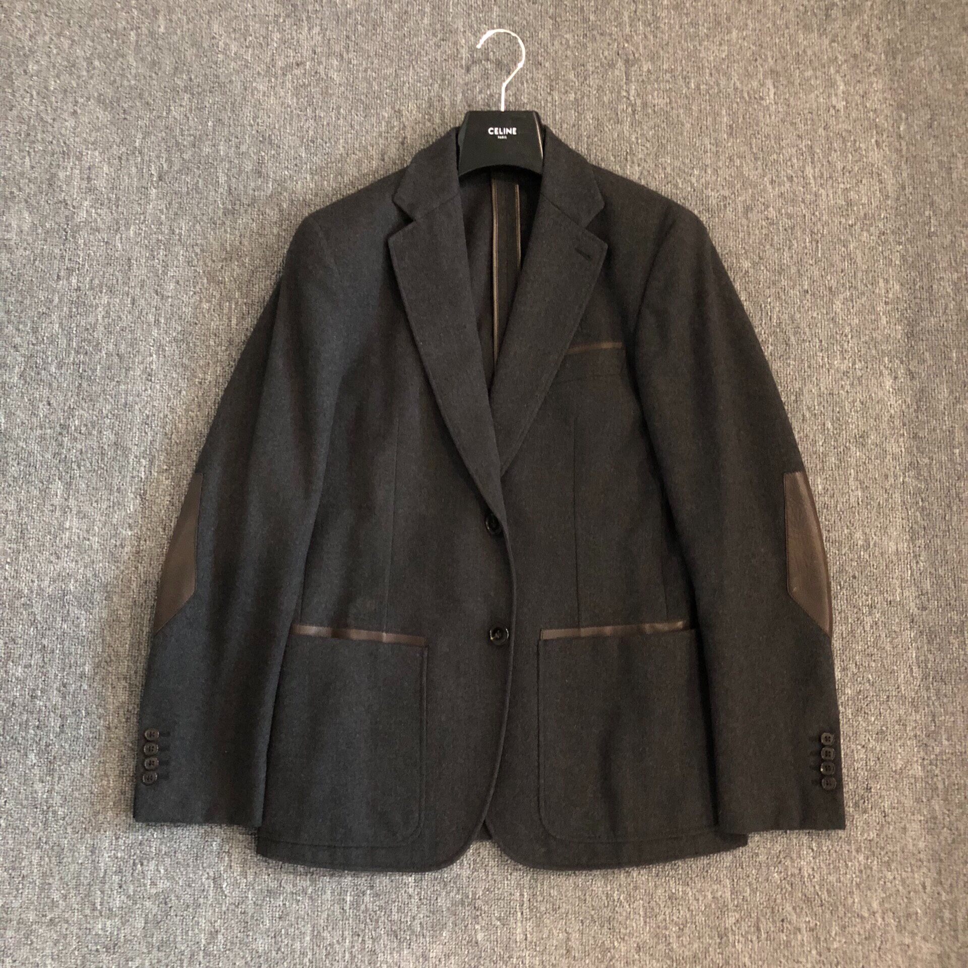 Hermes Dark Gray Wool Suit Jacket
