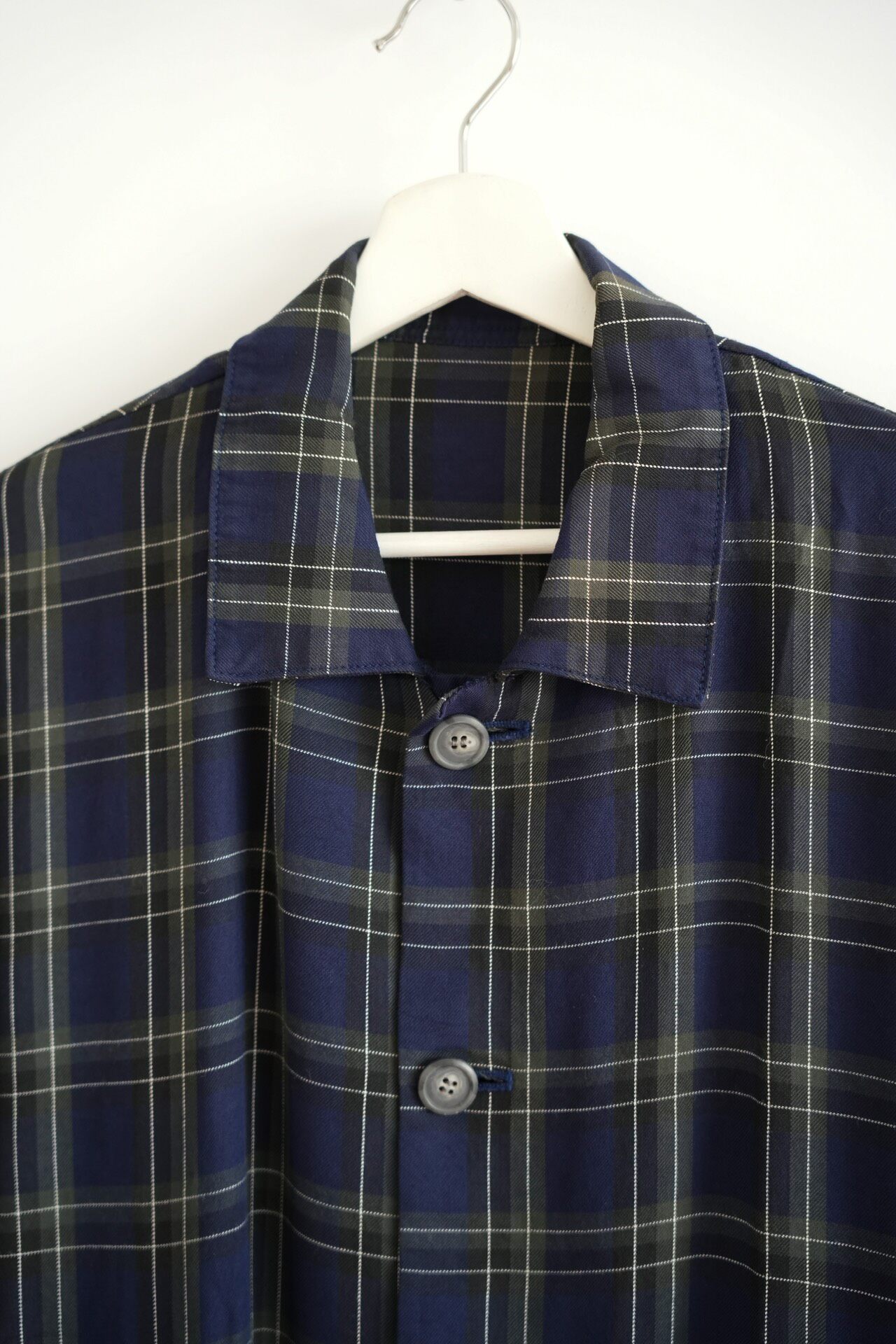 Yohji Yamamoto 90s Blue-Green Plaid Jacket — detail