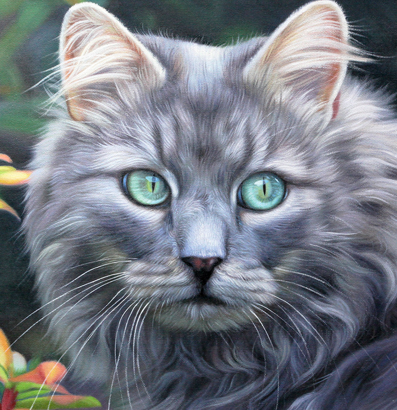 【新品】陈建忠《喵星人》收藏级 写实精品 纯手绘布面油画