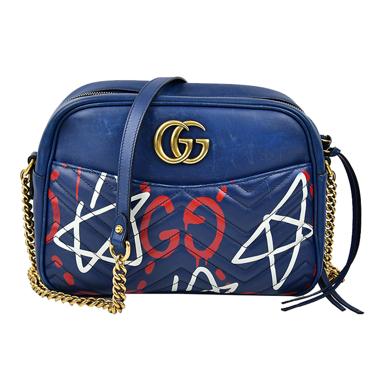 [直播即刻拍9.0新]gucci女士全皮v纹双g链条斜挎包xyy0223