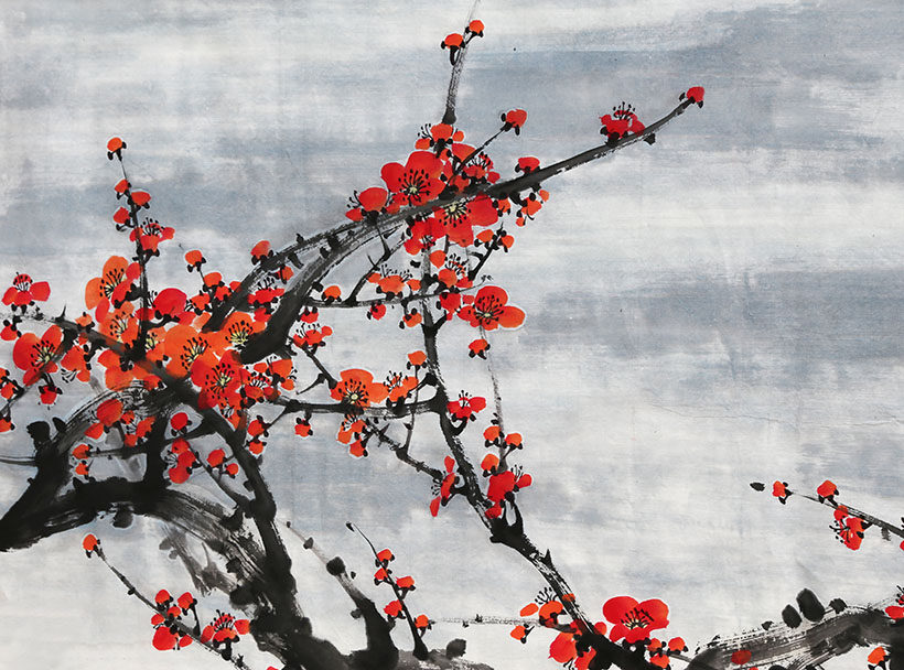 拍下返100 省美协李霖《疏影横斜》国画花鸟画梅花客厅装饰4505