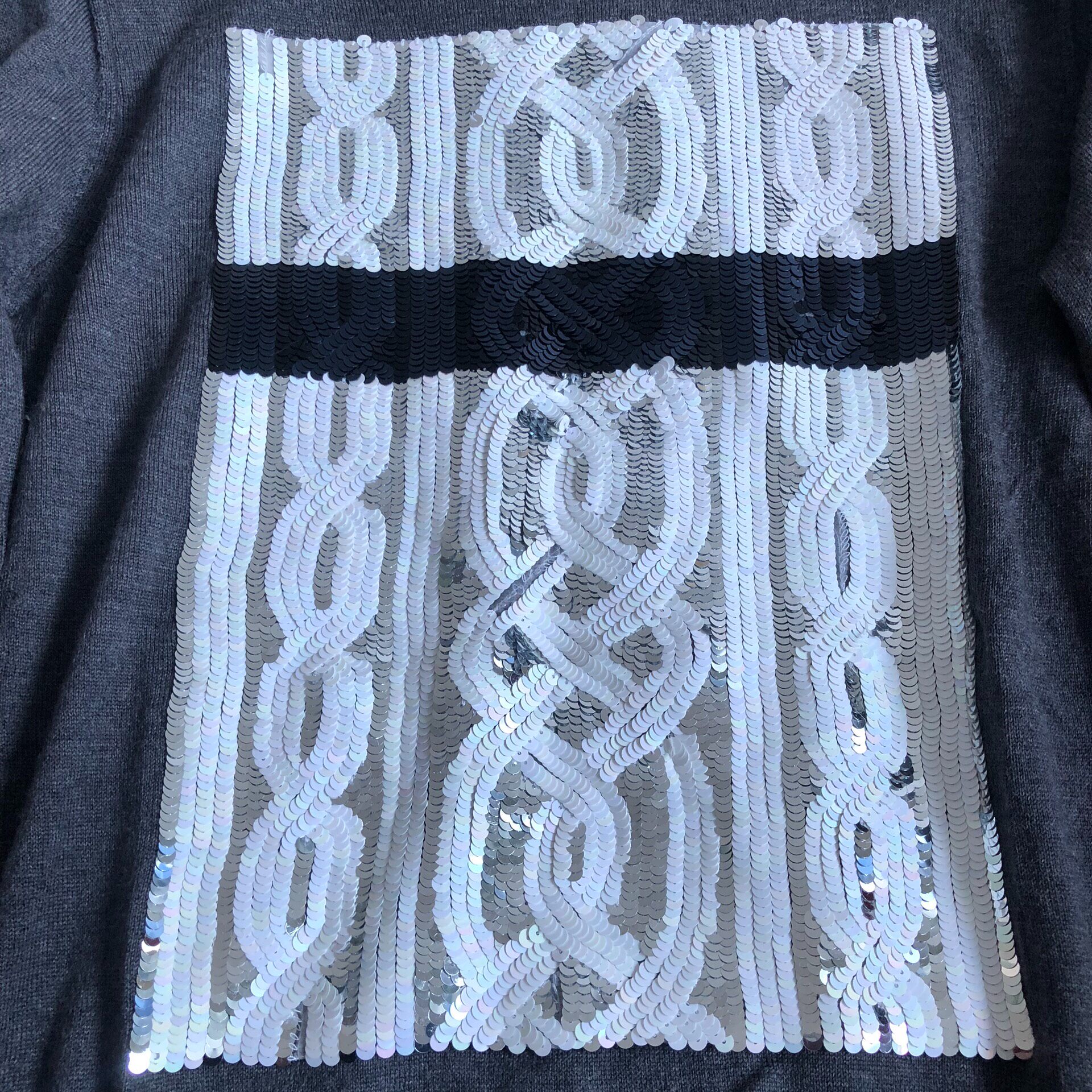 Dior Gray Sequined Knit Sweater — front