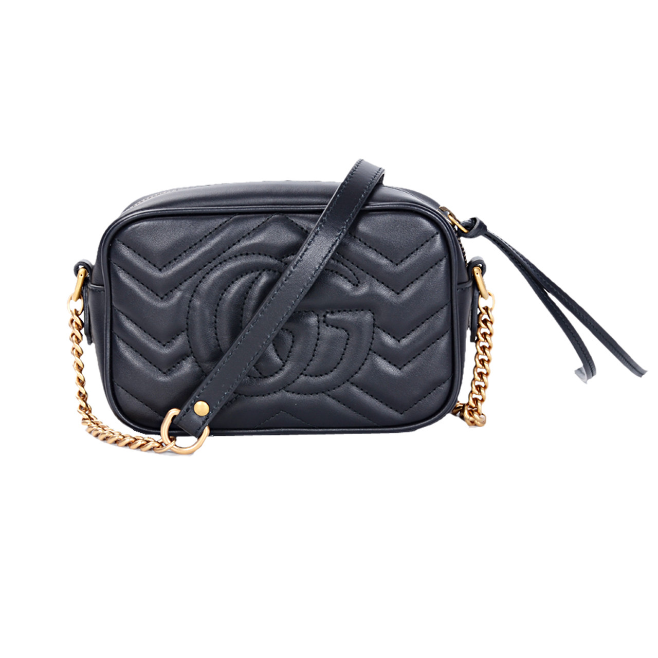 [9.9新]古驰gucci女士黑色marmont斜挎单肩相机包