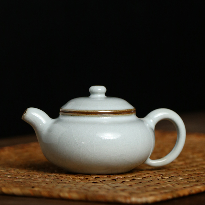 【陶瓷推荐】景德镇明令窑汝窑f仿古茶壶陶瓷泡茶壶功夫茶具155c