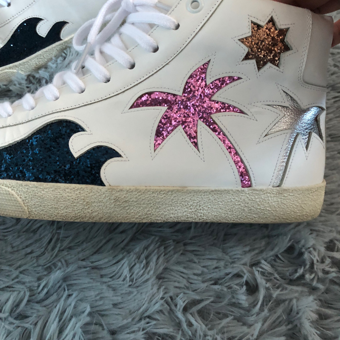 Saint Laurent High-Top Palm Tree Sneakers — detail