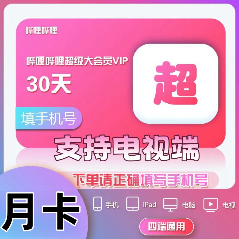 【直充】哔哩哔哩超级大会员  bilibili大会员极速充值