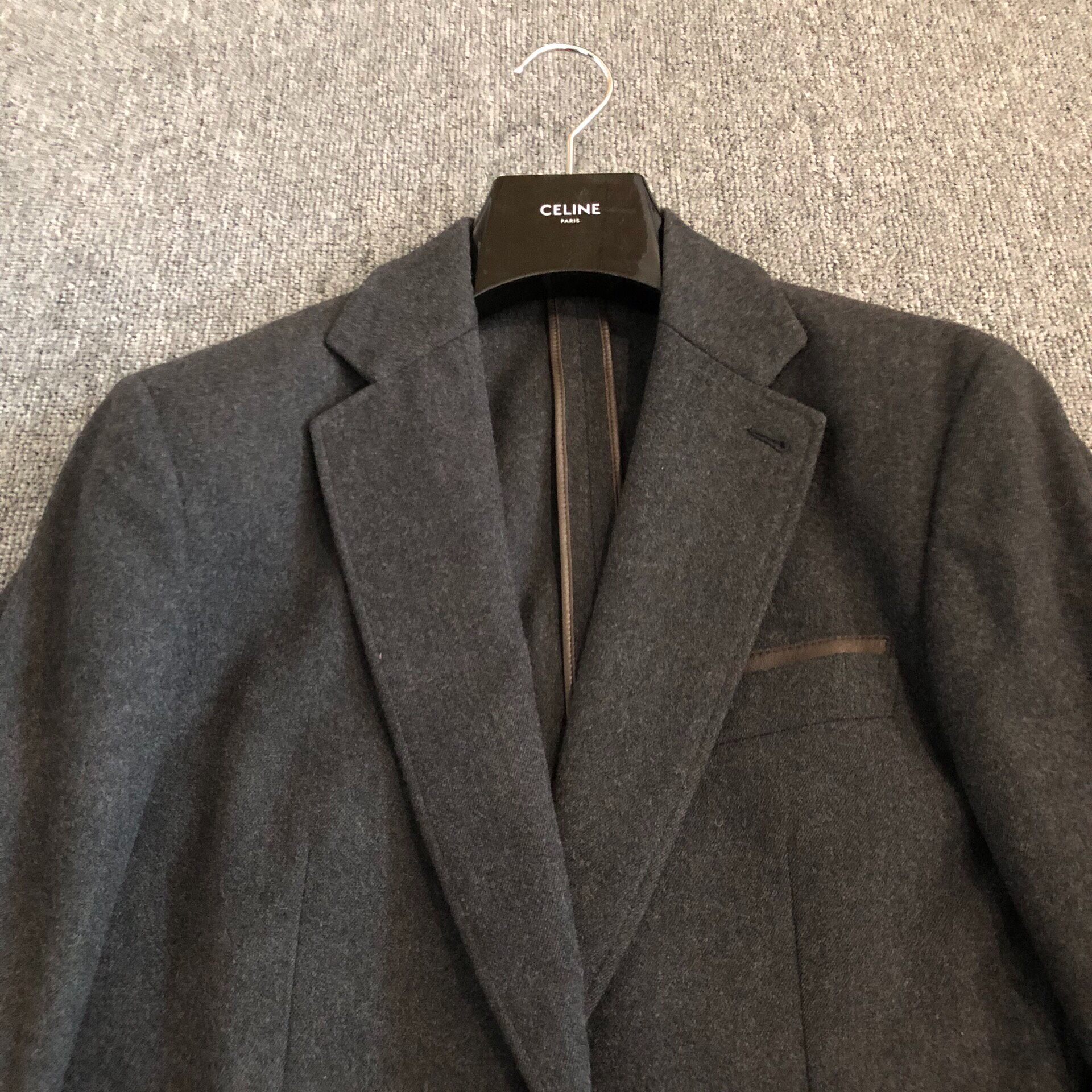 Hermes Dark Gray Wool Suit Jacket — detail