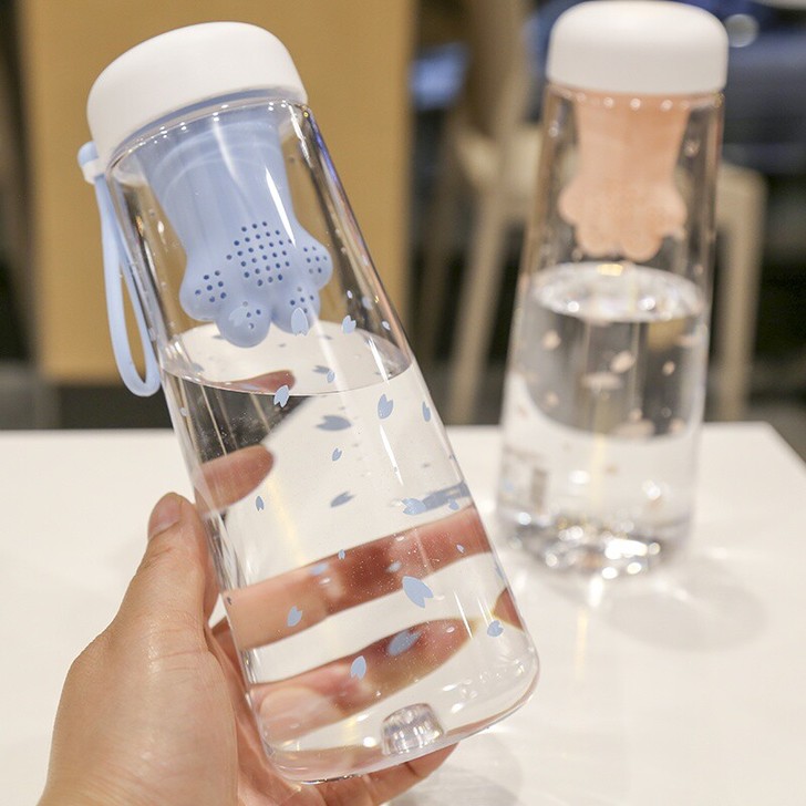 塑料水杯可爱清新创意网红猫爪杯子